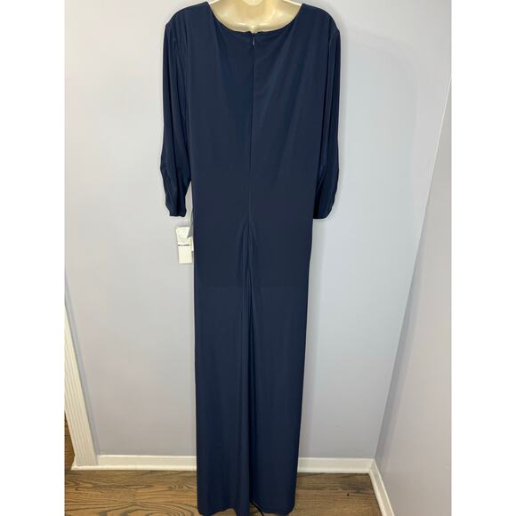 Adrianna Papell Beaded Jersey Maxi Dress Eclipse Blue Mother of the Bride Sz 20W - Picture 4 of 16